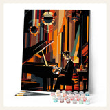 Art Deco Man playing Piano finished paint by numbers artwork