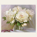 White Peonies finished paint by numbers artwork