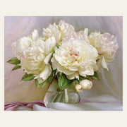 White Peonies finished paint by numbers artwork