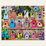 Multiple Bird Houses finished paint by numbers artwork