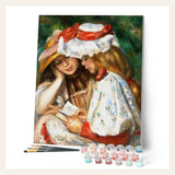 Young girls reading - Renoir finished paint by numbers artwork