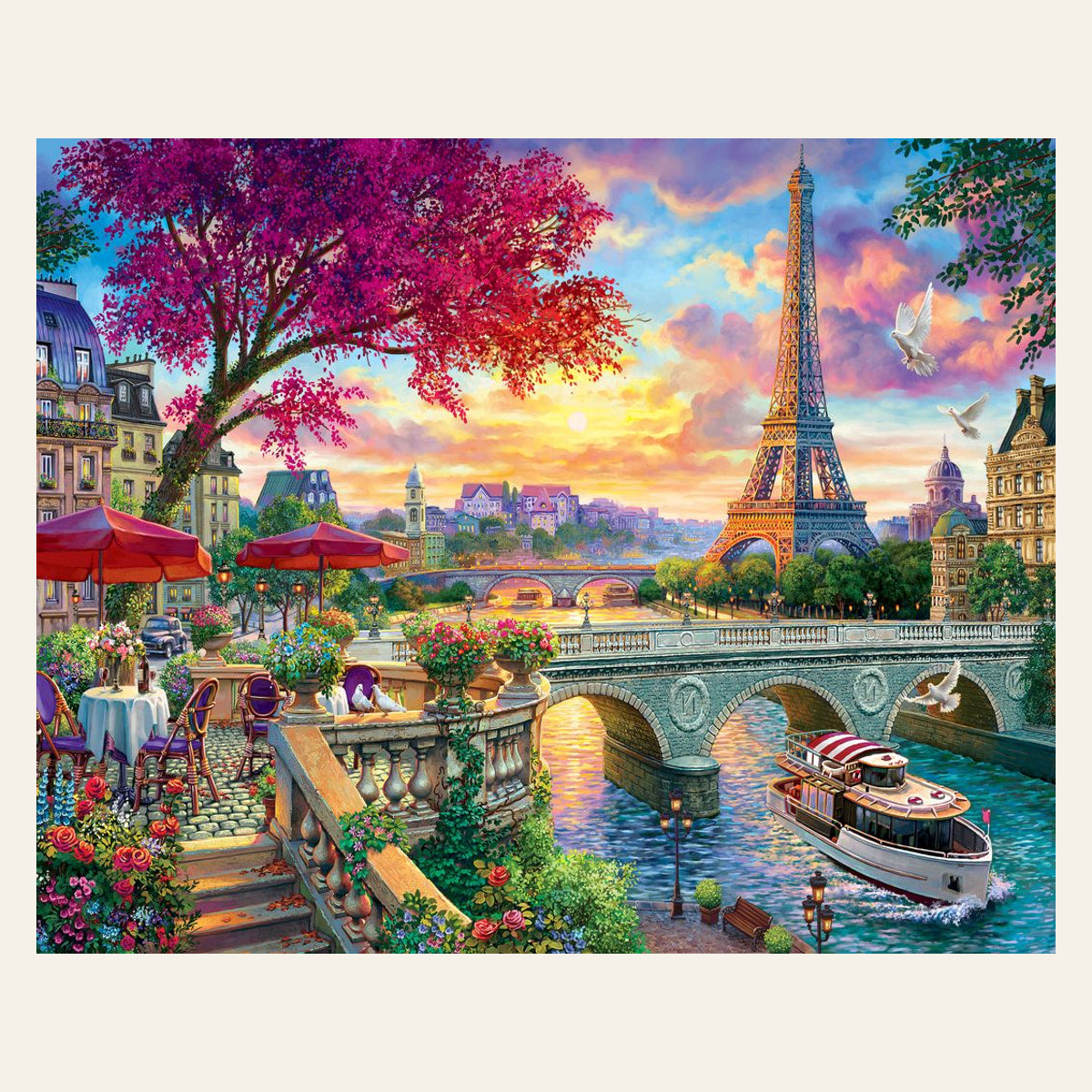 Dinner by the Seine finished paint by numbers artwork