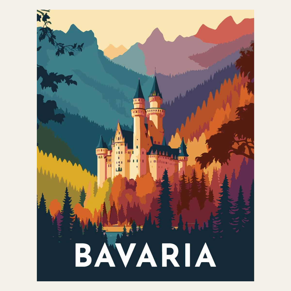 Travel Poster Bavaria finished paint by numbers artwork