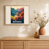 Travel Poster Bavaria artwork displayed in a warm interior