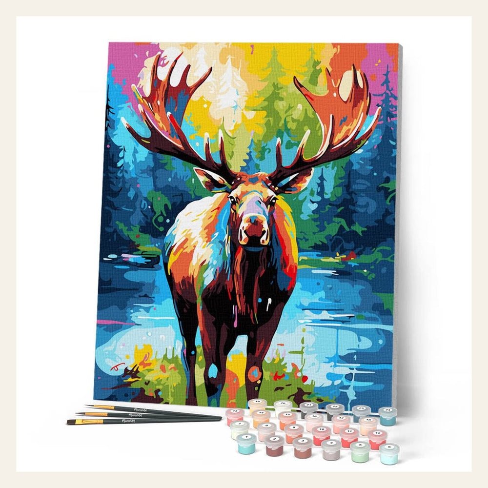 Colorful Abstract Moose finished paint by numbers artwork