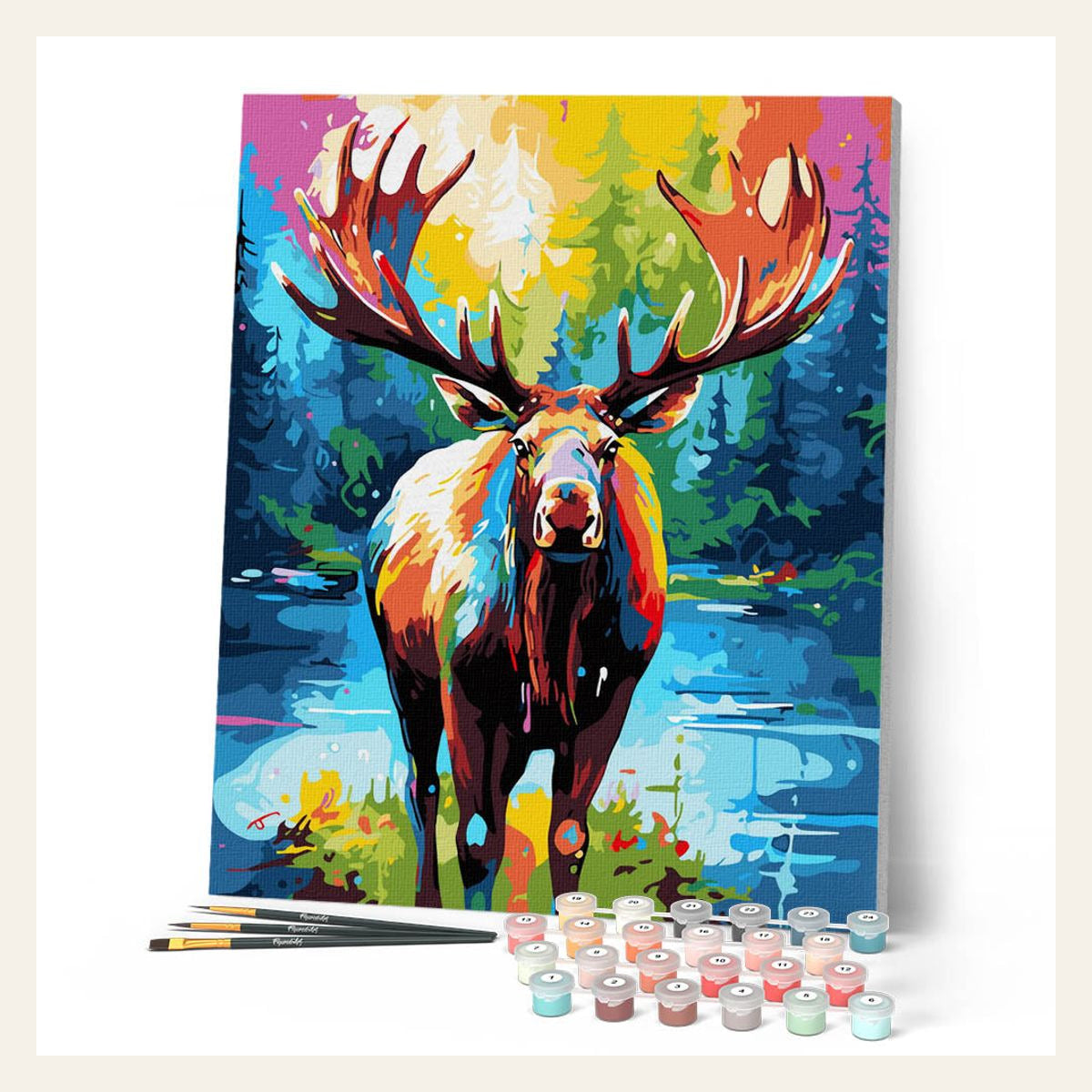 Colorful Abstract Moose finished paint by numbers artwork