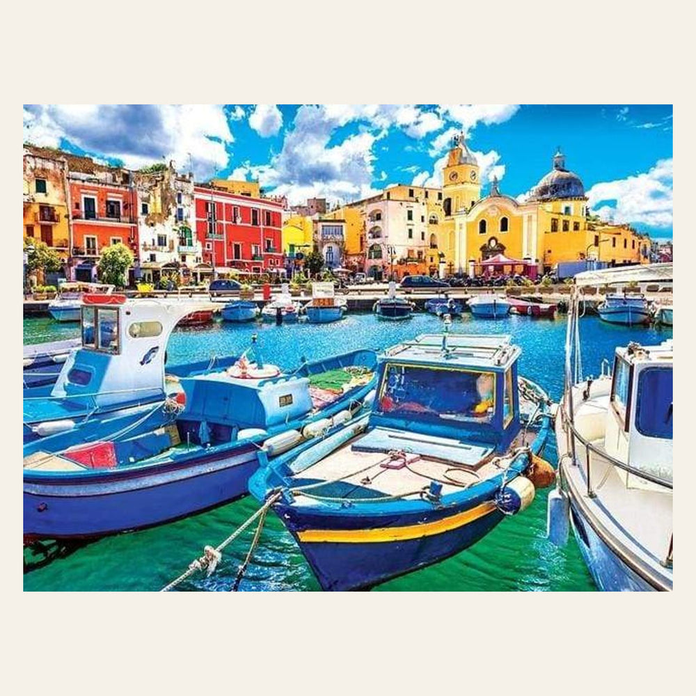 Small Fishing Boats finished paint by numbers artwork