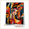 Cubist Abstract Woman finished paint by numbers artwork