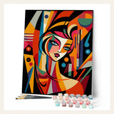 Cubist Abstract Woman finished paint by numbers artwork