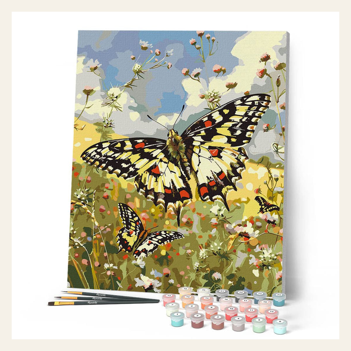 Proserpina Butterfly and Wildflowers finished paint by numbers artwork