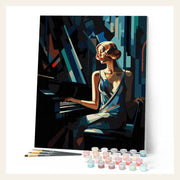 Art Deco Woman at a Piano finished paint by numbers artwork