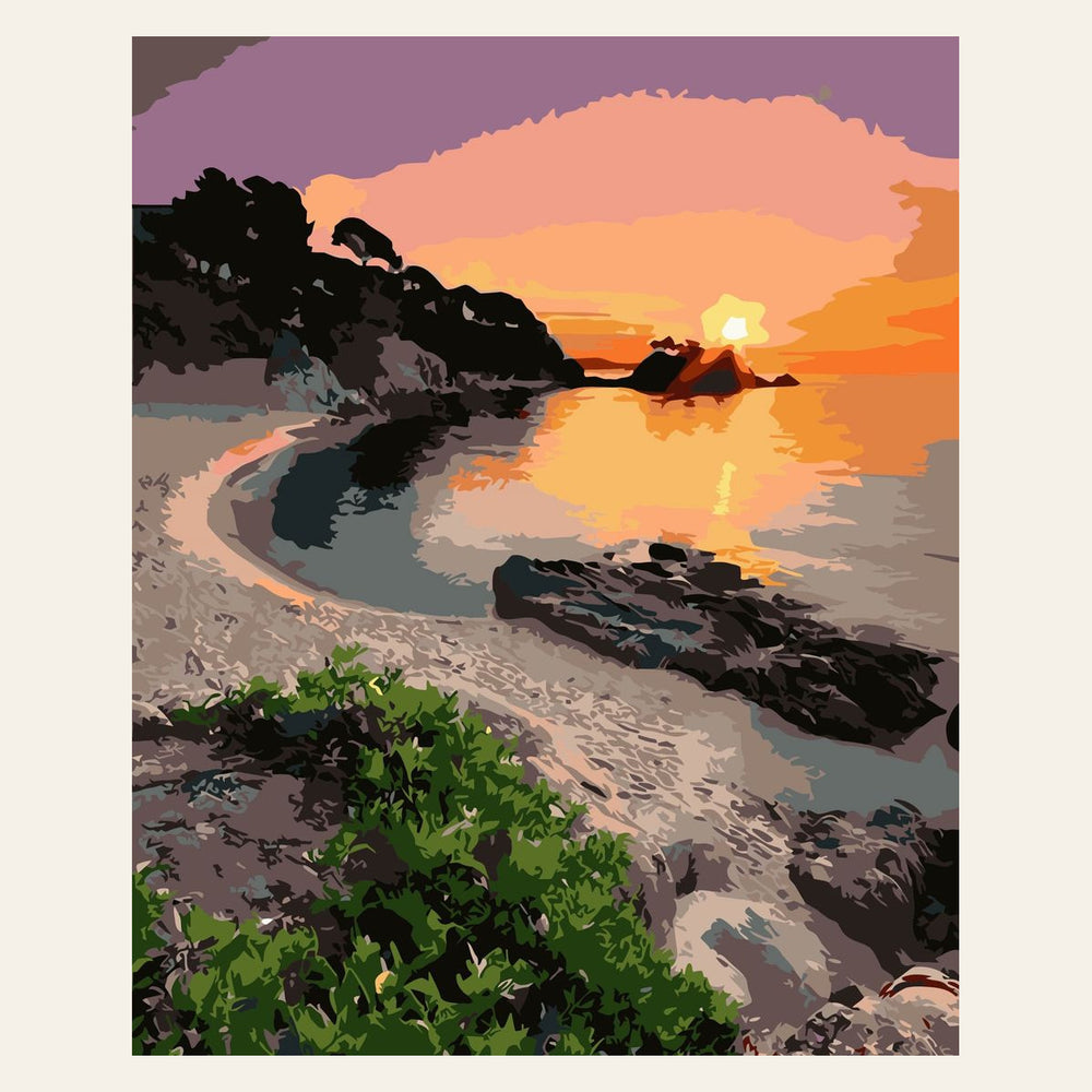 Quiet Beach at Dusk finished paint by numbers artwork