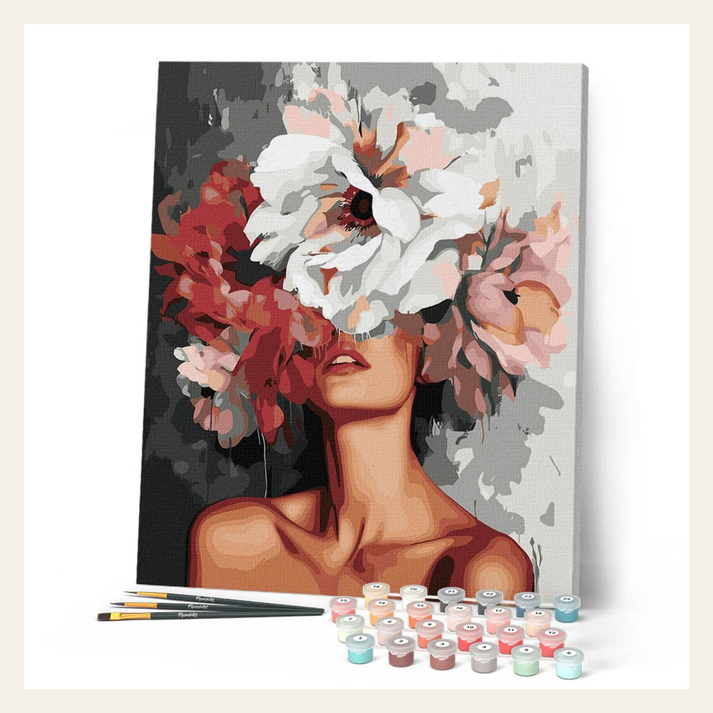 Beauty Behind Flowers finished paint by numbers artwork