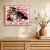 Cute Cat artwork displayed in a warm interior