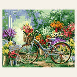 Flowers and Bicycles finished paint by numbers artwork