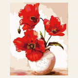Pretty Poppies finished paint by numbers artwork