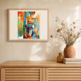 Beauty in colors artwork displayed in a warm interior