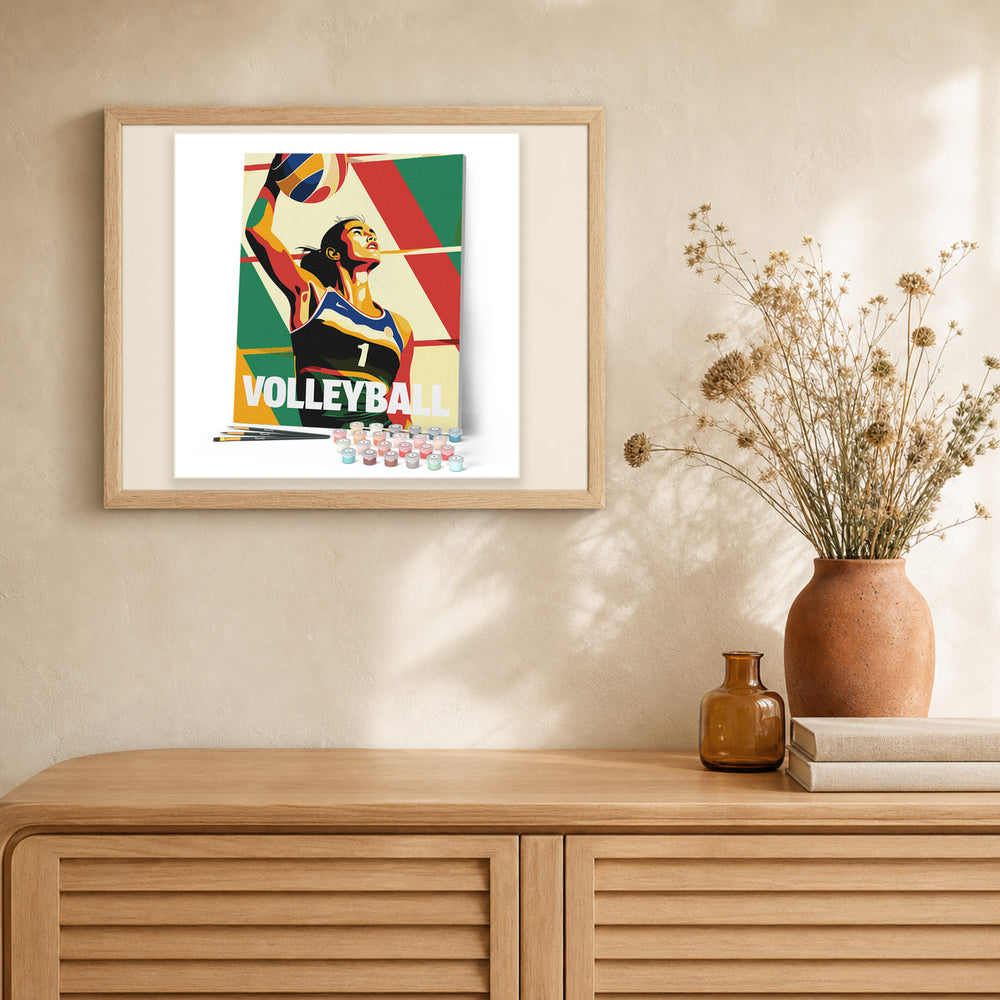 Sport Poster Volleyball artwork displayed in a warm interior