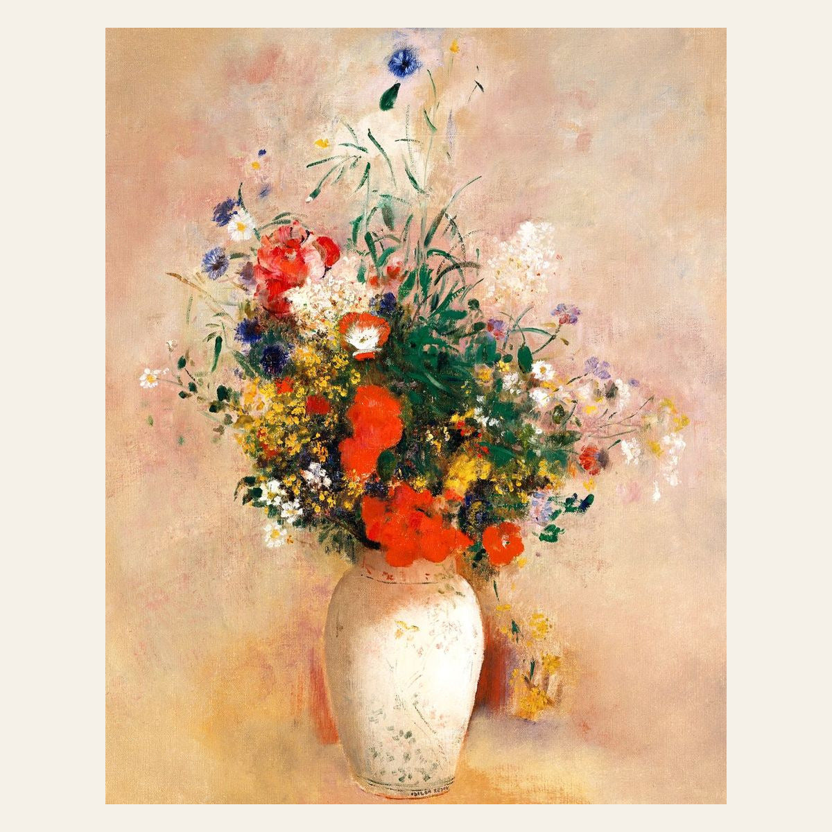 Flower vase - Odilon Redon finished paint by numbers artwork