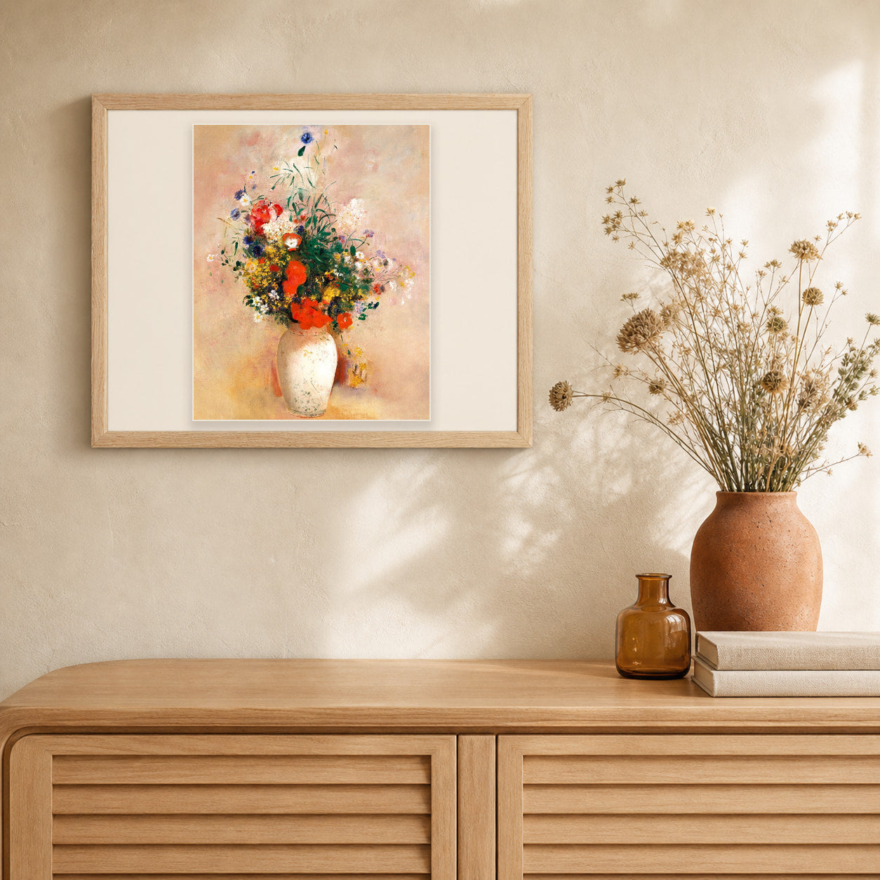 Flower vase - Odilon Redon artwork displayed in a warm interior