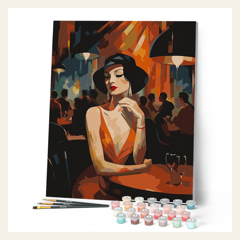Art Deco Woman in a Club finished paint by numbers artwork