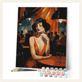 Art Deco Woman in a Club finished paint by numbers artwork