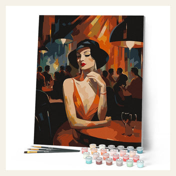 Art Deco Woman in a Club finished paint by numbers artwork