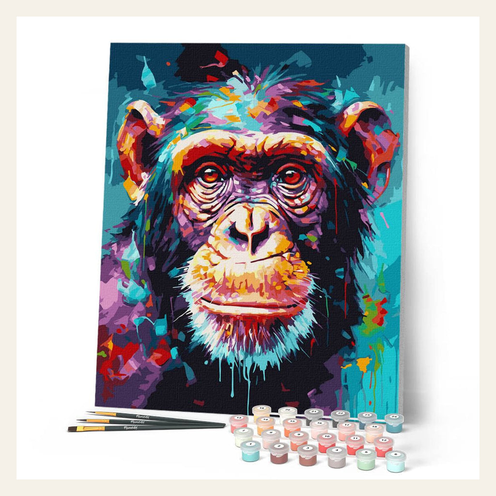Colorful Abstract Chimpanzee finished paint by numbers artwork