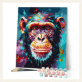 Colorful Abstract Chimpanzee finished paint by numbers artwork