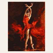 Magical Red Dancer finished paint by numbers artwork
