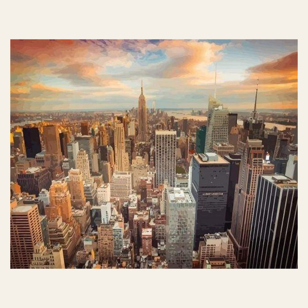 Sunset New York finished paint by numbers artwork