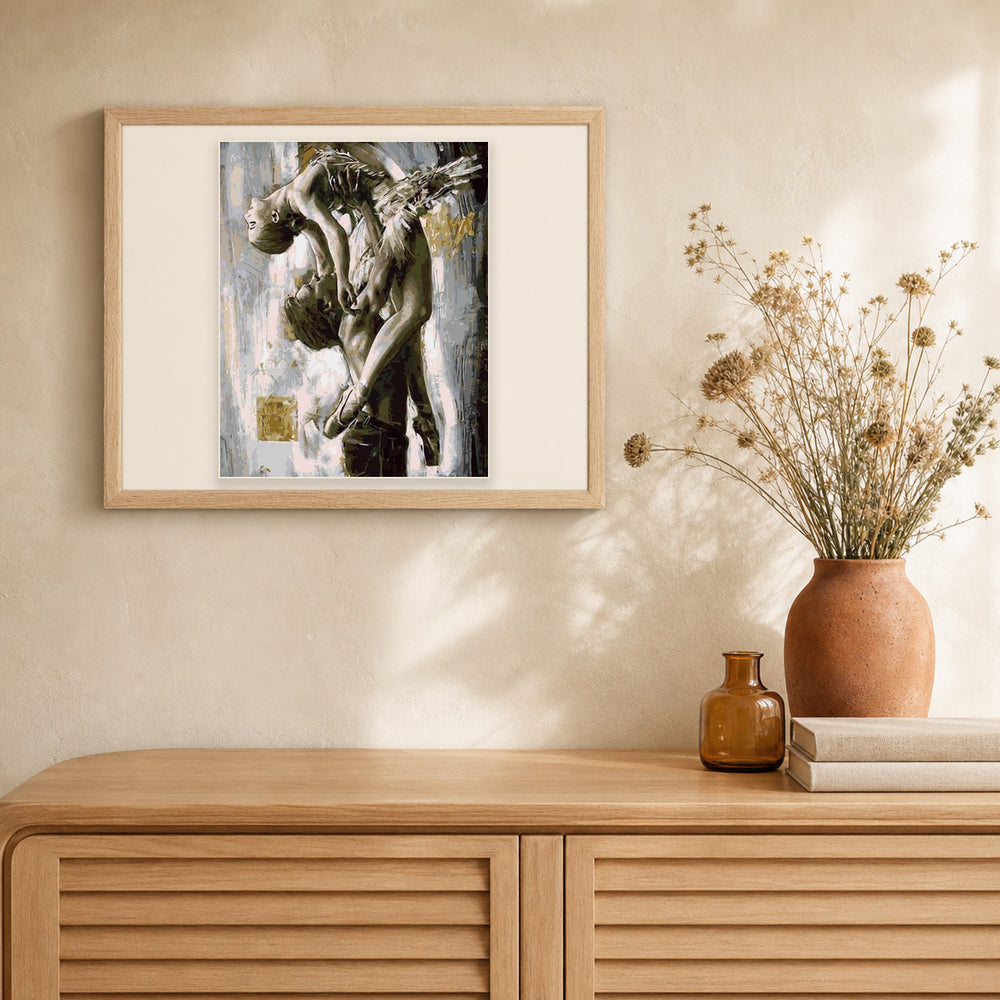 Classical Couple Dance artwork displayed in a warm interior