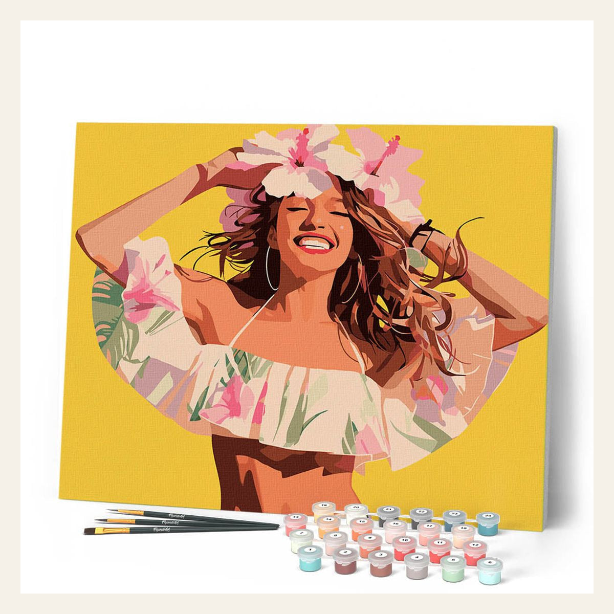 Joyful Girl finished paint by numbers artwork