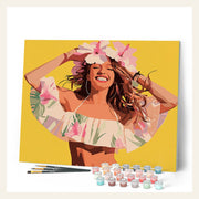 Joyful Girl finished paint by numbers artwork