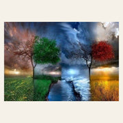 The 4 Seasons finished paint by numbers artwork