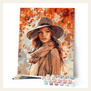 Lady of the Fall Winds finished paint by numbers artwork