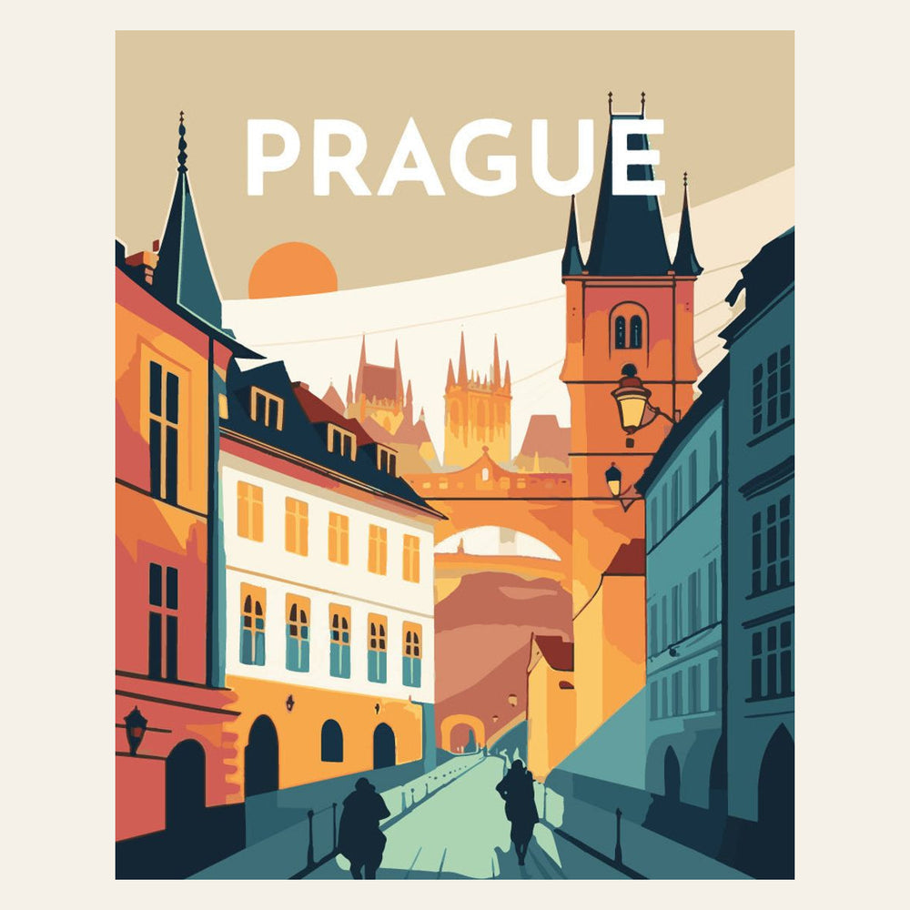 Travel Poster Prague finished paint by numbers artwork