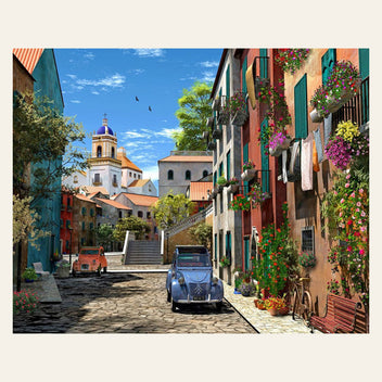 Alley and vintage car finished paint by numbers artwork