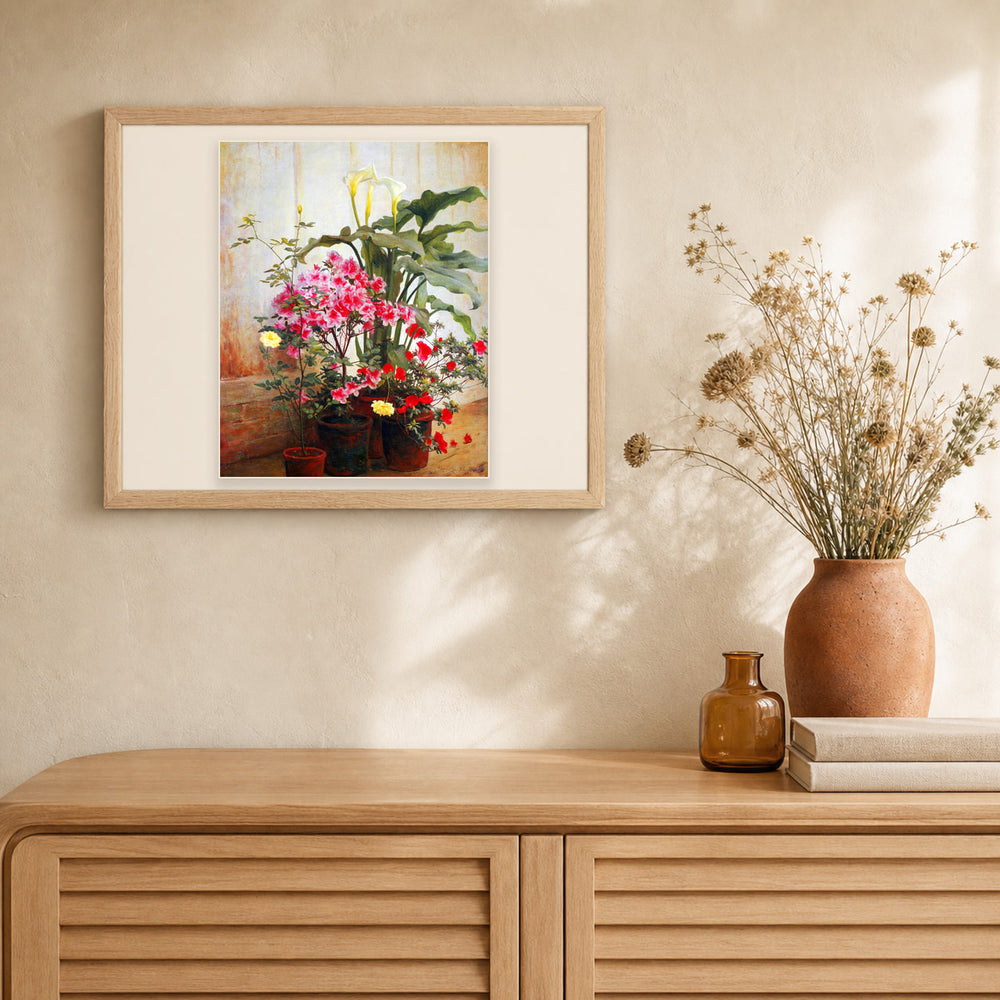 Side of a Greenhouse — George Cochran Lambdin artwork displayed in a warm interior