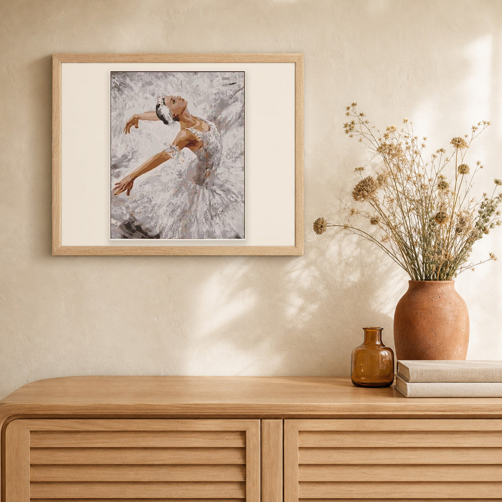 Beautiful Ballerina artwork displayed in a warm interior