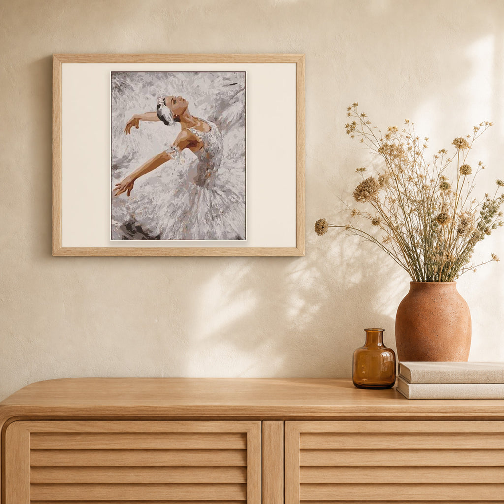 Beautiful Ballerina artwork displayed in a warm interior