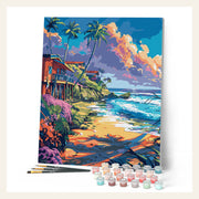 Beachside houses finished paint by numbers artwork