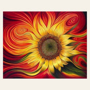 Red Sunflower finished paint by numbers artwork