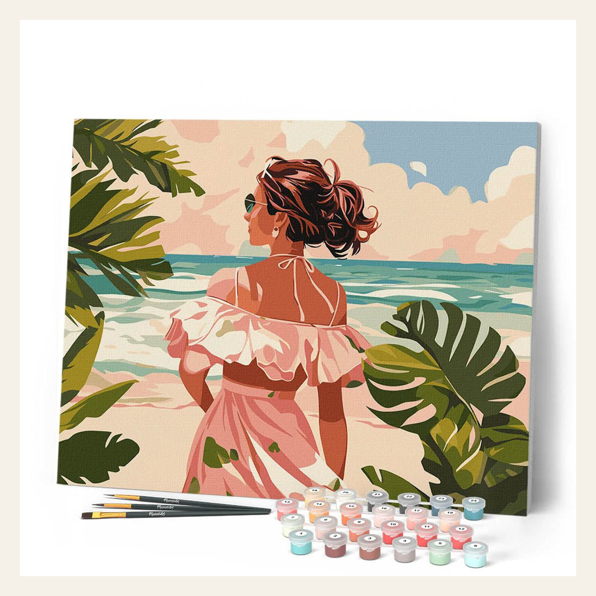 Lovely Girl by the Sea finished paint by numbers artwork