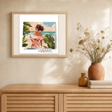 Lovely Girl by the Sea artwork displayed in a warm interior