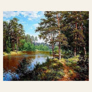 Forest landscape Summer time finished paint by numbers artwork