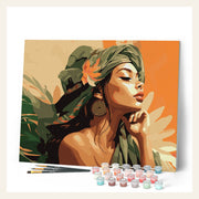 Woman in African Turban finished paint by numbers artwork