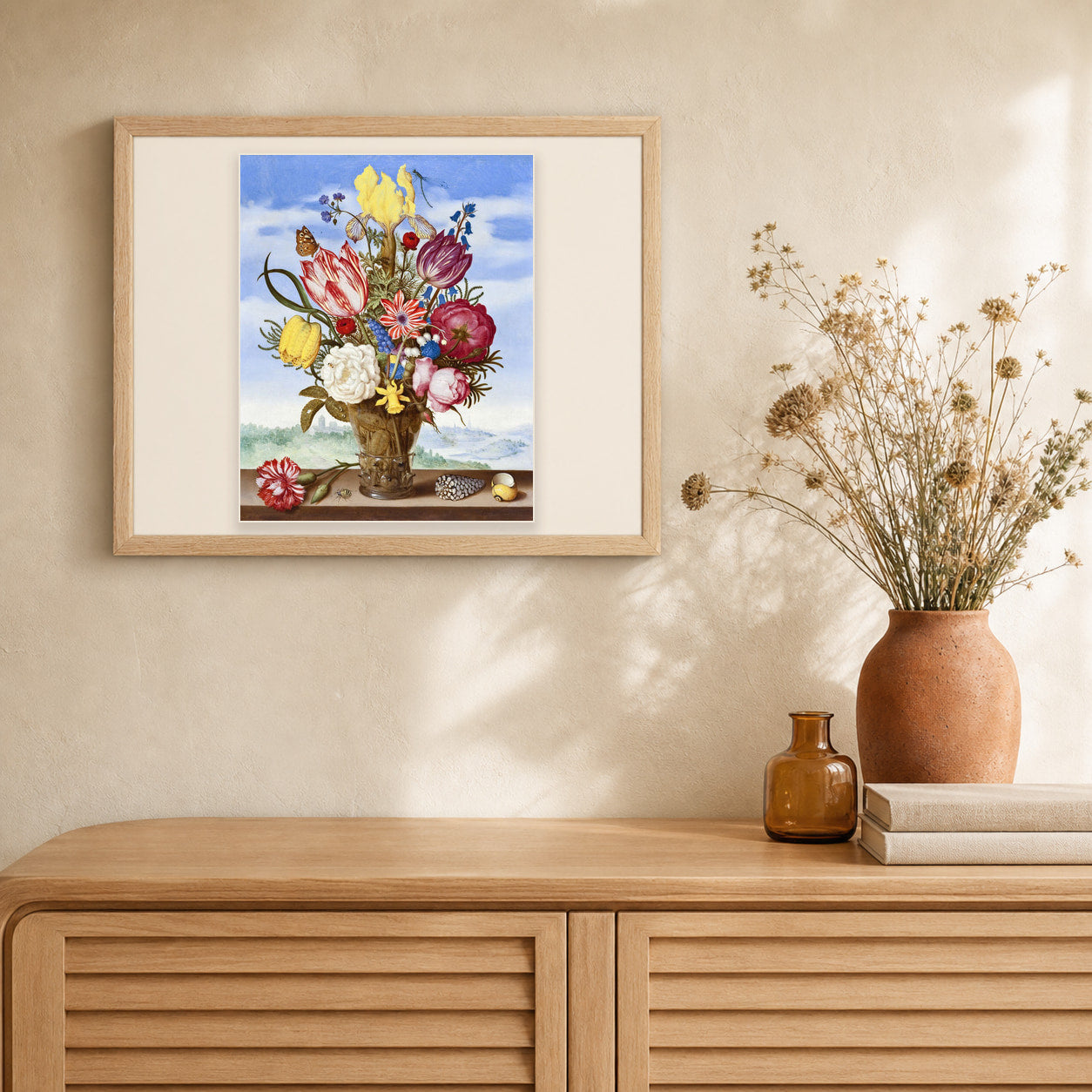Bouquet of flowers - Ambrosius bosschaert artwork displayed in a warm interior