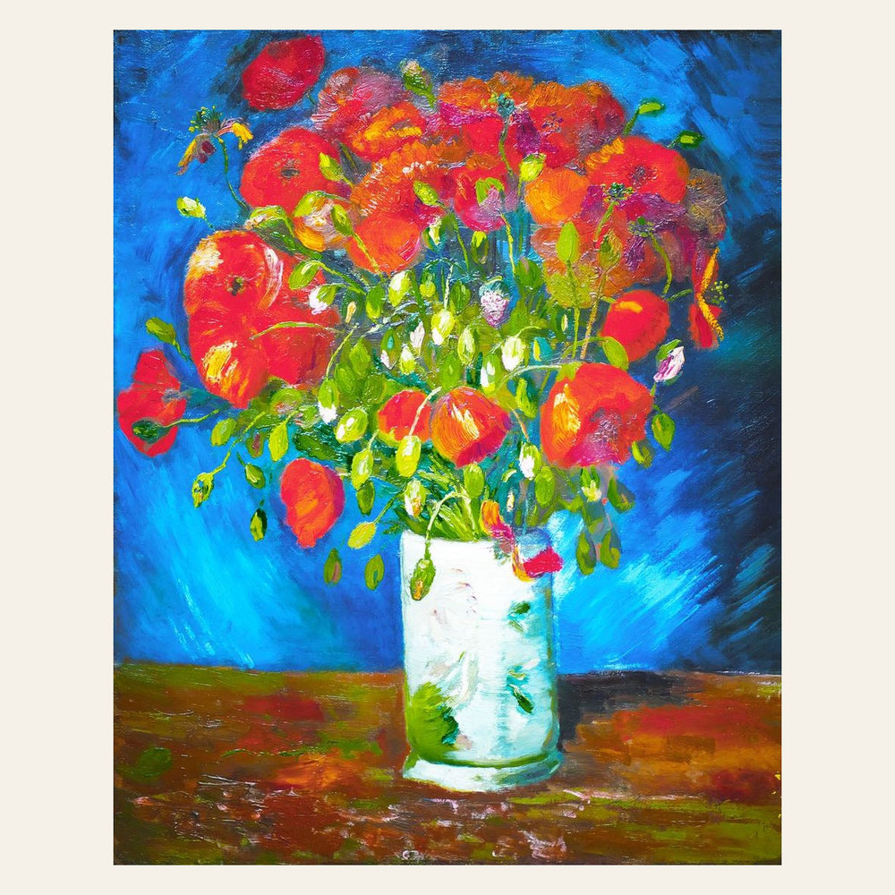 Vase with poppies - Van Gogh finished paint by numbers artwork
