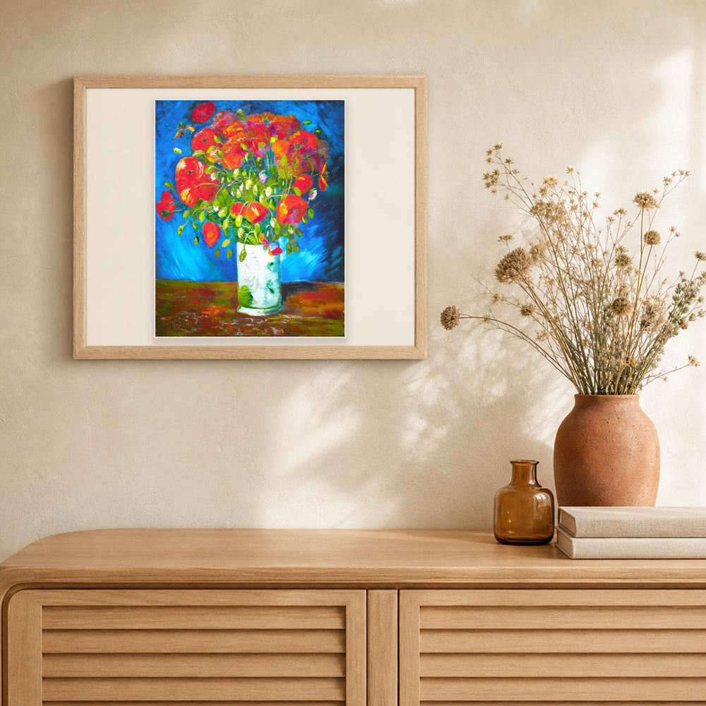 Vase with poppies - Van Gogh artwork displayed in a warm interior